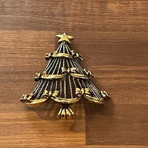 Gold and Silver Christmas Tree Brooch